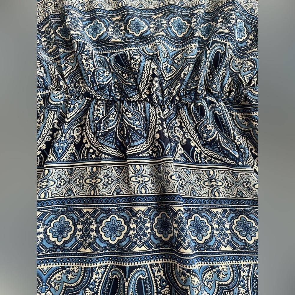 Forever 21 Mixed Blue Pattern Mini Dress with spaghetti straps Women’s size S - Picture 11 of 11